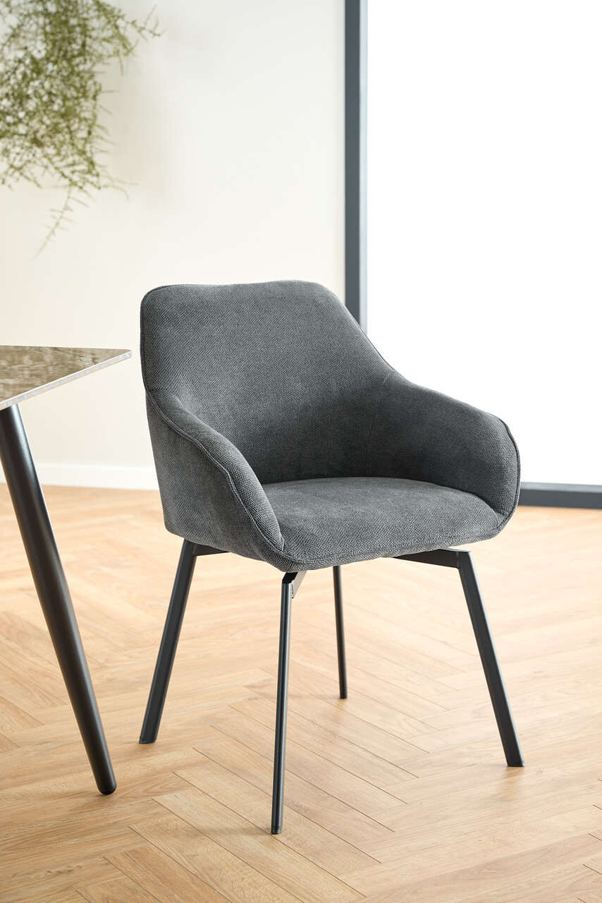 Scaun Clara, Actona, 58.5x55.5x83.5 cm, rotativ, tesatura structurata/otel, antracit - view 4