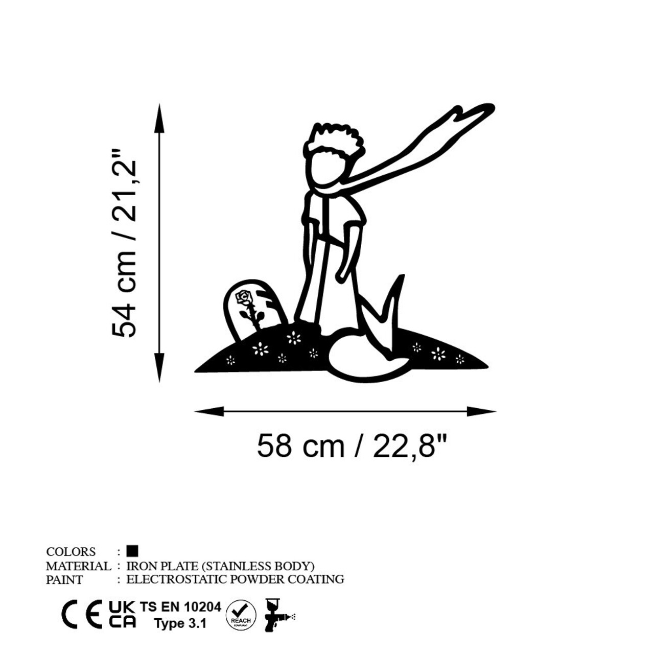 Decoratiune de perete, The Little Prince 3, Dimensiuni: 58 x 54 cm , Negru - view 6