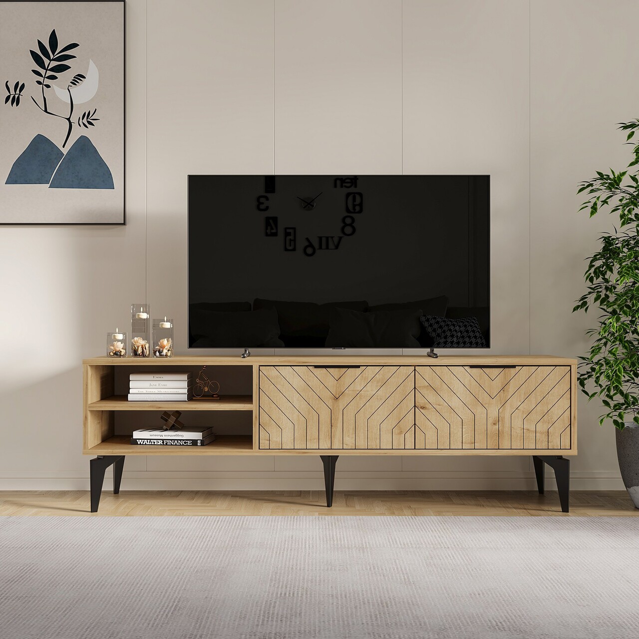 Comoda TV, Odessa, Regina, 160x50x29.6 cm, Maro