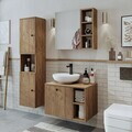 Set Dulap de Baie cu Chiuvetă și Oglindă (3 Piese), Hanah Home, 2483, MDF, Maro