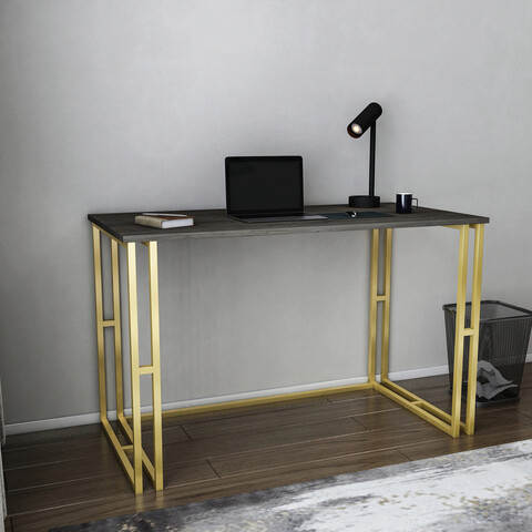 Birou, retricy, kane, 120x60x74.8 cm, pal, auriu / gri închis