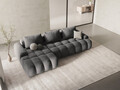 Coltar extensibil stanga 3 locuri, Linz, Cosmopolitan Design, 275x142x84 cm, catifea, gri