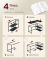 Birou de colt, L Shaped, Vasagle, 120x80x76 cm, otel/PAL, negru cerneala