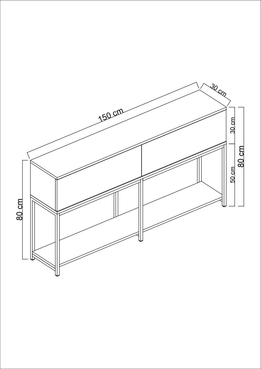 Consola, Bexley, Lord, 150x80x30 cm, PAL, Alb/Auriu