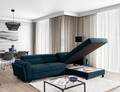 Coltar extensibil dreapta 4 locuri ELTAP, Mari-31, Mariall, 288x200x92 cm, lemn/poliester, albastru inchis