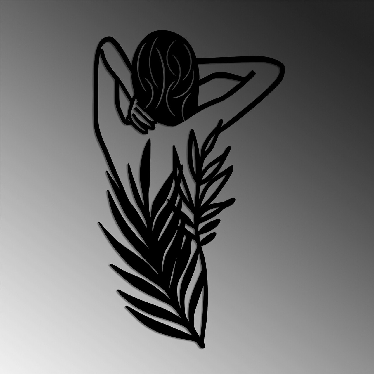 Decoratiune de perete, Flower Woman, Dimensiune: 42 x 70 cm, Negru - view 4