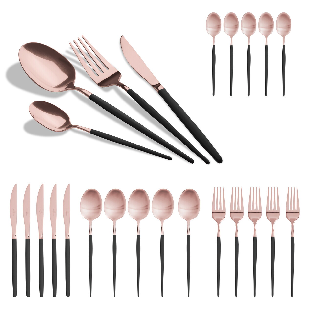 Set tacamuri 24 piese Berlinger Haus, Cutlery, inox, negru/roz - imagine 7