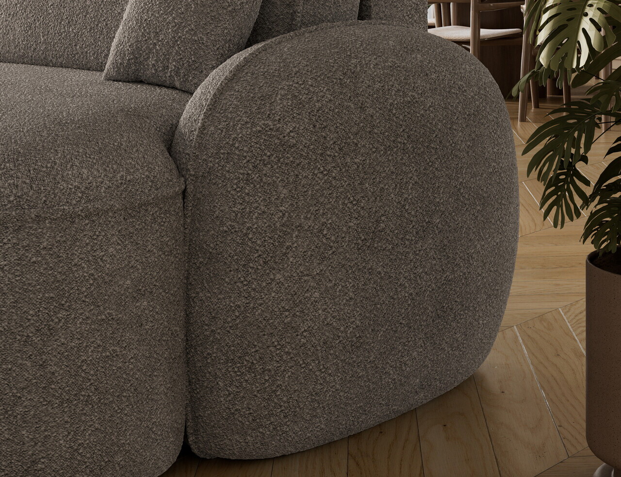 Coltar extensibil stanga 3 locuri ELTAP, Tesalia, 240x150x93 cm, lemn/tesatura boucle, gri — imaginea 10