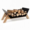 Suport metalic pentru lemn, Hanah Home, Woodhold, 75x35x35 cm, Negru / Natural