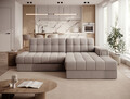 Coltar extensibil dreapta 3 locuri ELTAP, RT-18SO, Blezalt, 240x150x82 cm, lemn/poliester, bej deschis