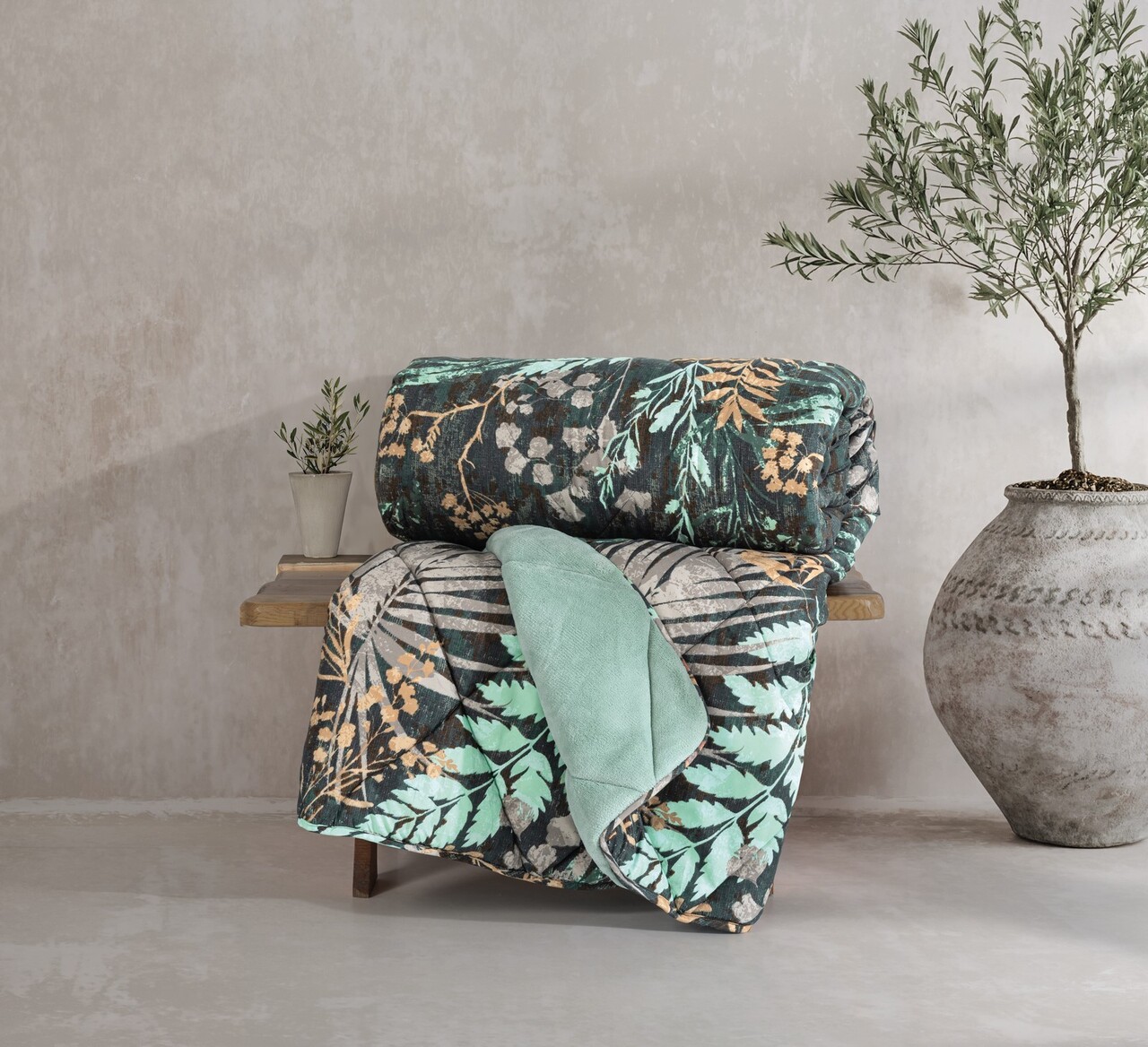 Cuvertura unică, Velvet - Clorasa Mint, Cotton Box, Poliester