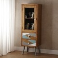 Vitrina cu 2 sertare si 1 usa Willo, Versa, 43 x 33 x 120 cm, lemn de pin/MDF, maro
