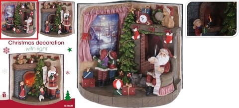 Decoratiune luminoasa Book w Santa standing down, 30.5x19x24.5 cm, poliston, muliticolor