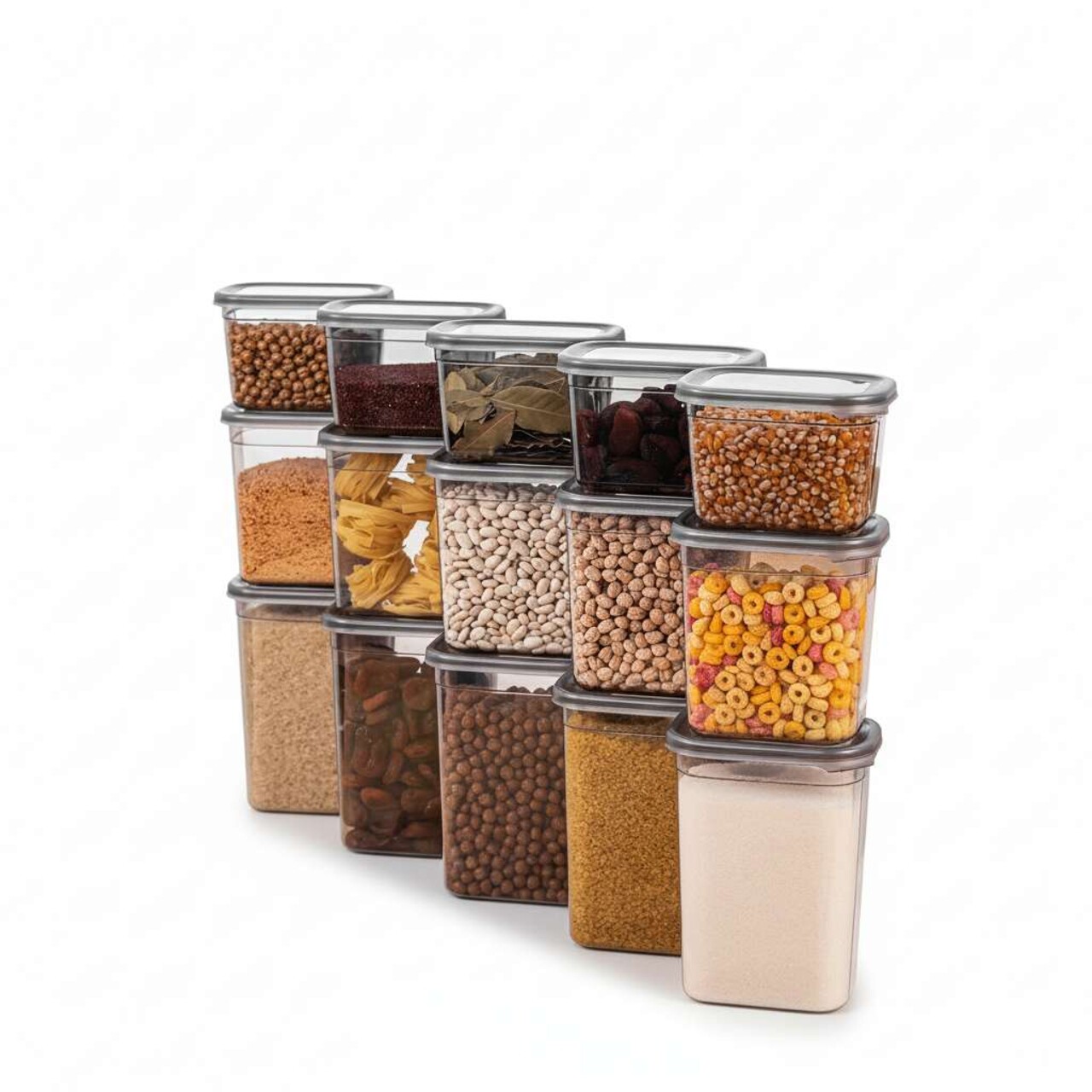 Set recipiente depozitare, Hermia, 964FRM5339, Dimensiune: 14 x 14 x 10 cm / 1150 ml (5 bucăți), Antracit - view 8