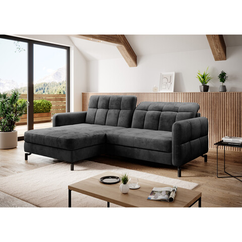 Coltar extensibil stanga 3 locuri ELTAP, Lore-33, Lorelle, 225x160x105 cm, lemn/poliester, gri inchis