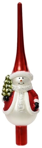 Varf pentru brad snowman, decoris, 8x28 cm, sticla, multicolor