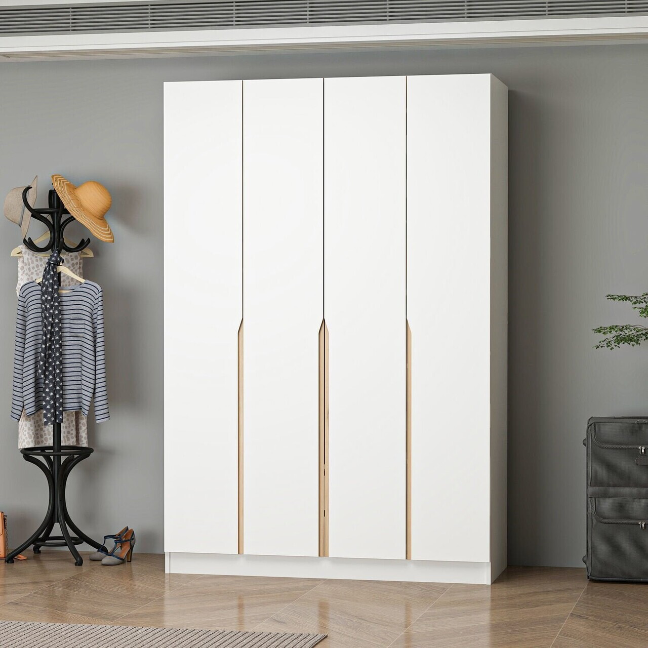 Dulap pentru haine, Hanah Home, Alin, 140x210x52 cm, Alb / Stejar — imaginea 3