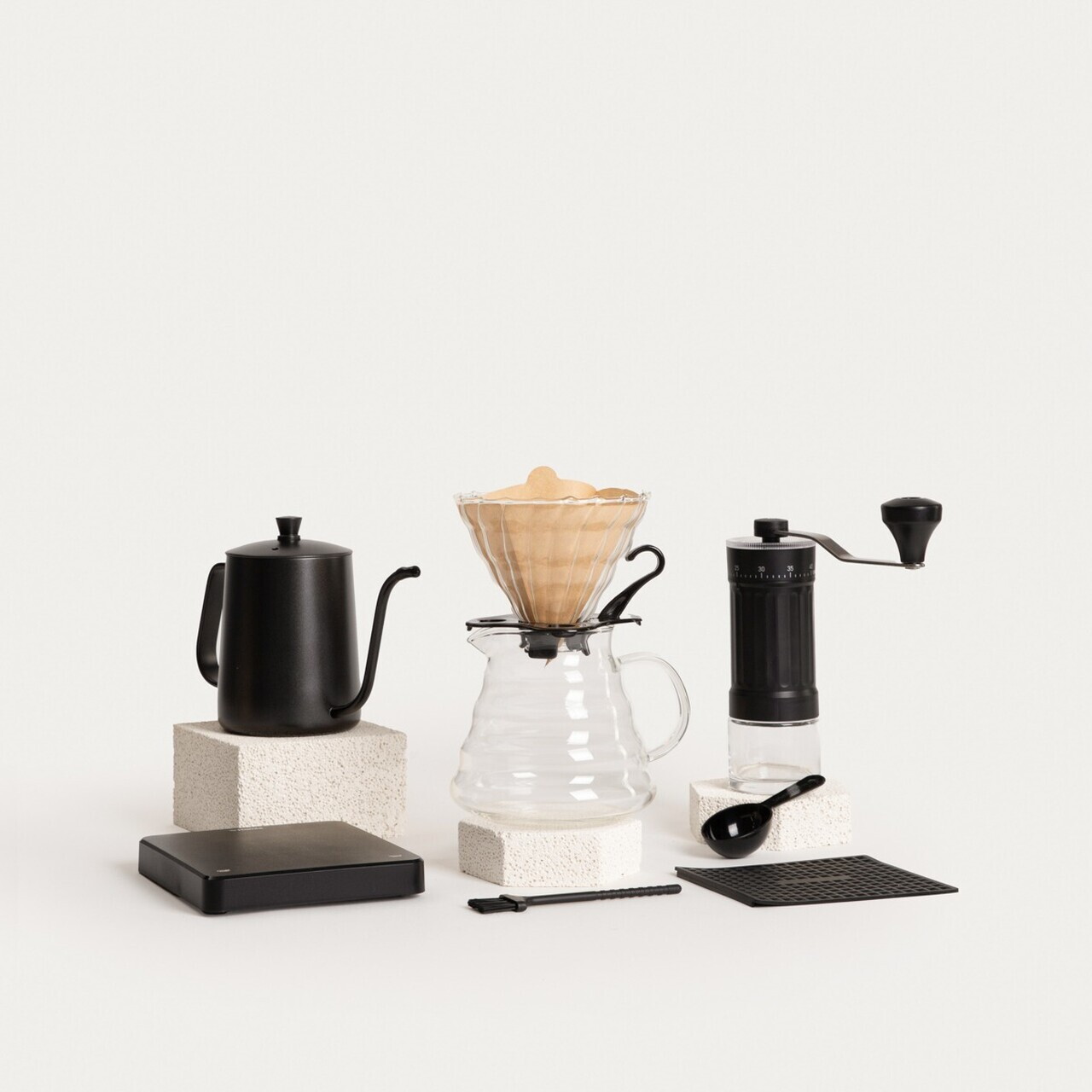 Set 7 piese pentru preparare cafea pour-over Kavera, Homla, inox/sticla/plastic, negru/transparent - view 2