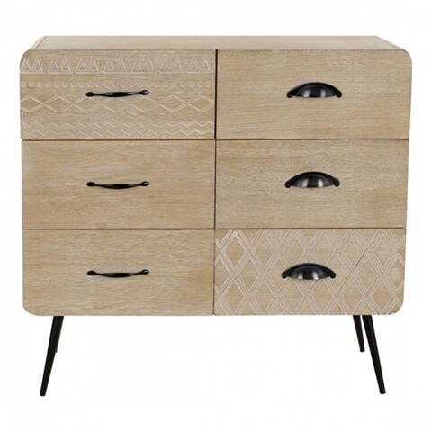 Comoda cu 6 sertare, dkd home décor, 73 x 33 x 68 cm, lemn de paulownia, bej