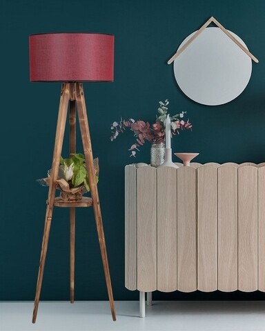 Lampadar cu raft, Luin, 8283-1, E27, 60 W, lemn/textil Iluminat