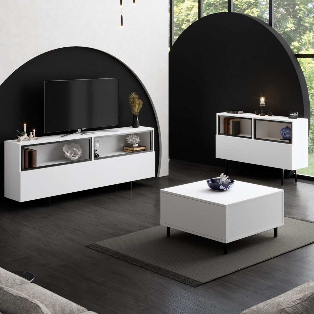 Comoda TV, Hanah Home, Ekol Up, 180x67x32 cm, Alb - view 7