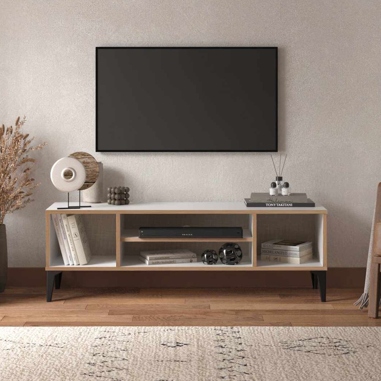 Comoda TV, Hanah Home, Arden, 140x46x35 cm, Alb - view 8