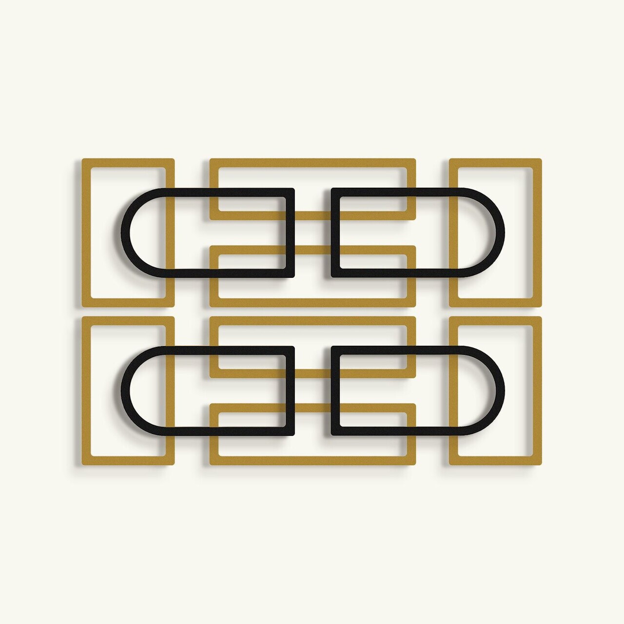 Set de accesorii decorative de perete din metal, Echo Forms 2'li Set, Dimensiune: 24 x 74 cm (2 bucăți), Aur/Negru — imaginea 4