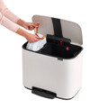 Cos de gunoi cu pedala, Brabantia, Bo Pedal, 11+23 L, 36.3x54x44 cm, otel, alb