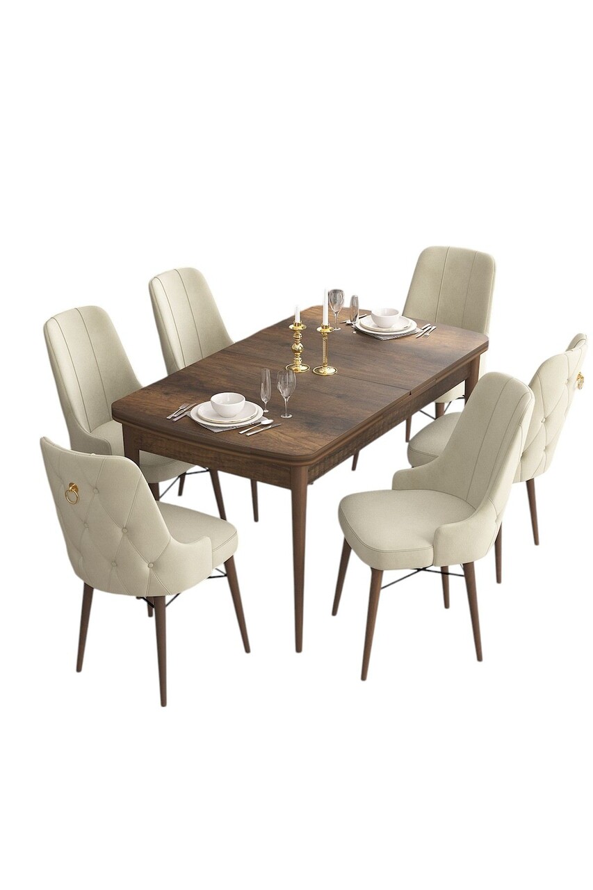 Set masa extensibila si scaune, Hanah Home, Are, Baroc / Crem - view 2