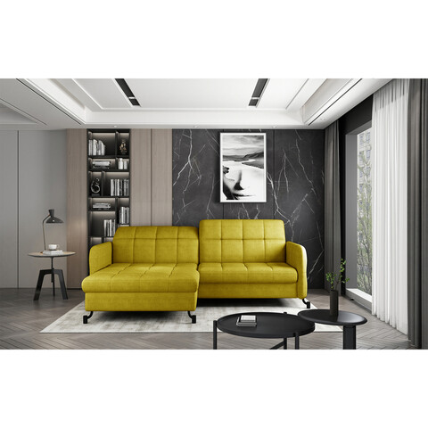 Coltar extensibil stanga 3 locuri ELTAP, Lore-49, Lorelle, 225x160x105 cm, lemn/poliester, galben