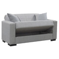 Canapea extensibila 2 locuri Vox, Pakoworld, 148x77x80 cm, textil/lemn de plop, gri
