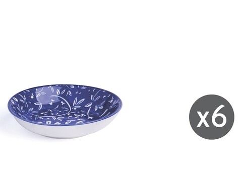 Set 6 boluri pentru sos, Oriented Blue Flowers Soya, Excelsa, Ø10xH2.4 cm, portelan