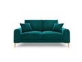 Canapea, Madara, Mazzini Sofas, 2 locuri, gold legs, 172x102x90 cm, catifea, turcoaz