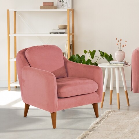 Fotoliu Soli Berjer, Unique Design, 71x77x84 cm, lemn de pin/textil, roz 71x77x84 imagine model 2022