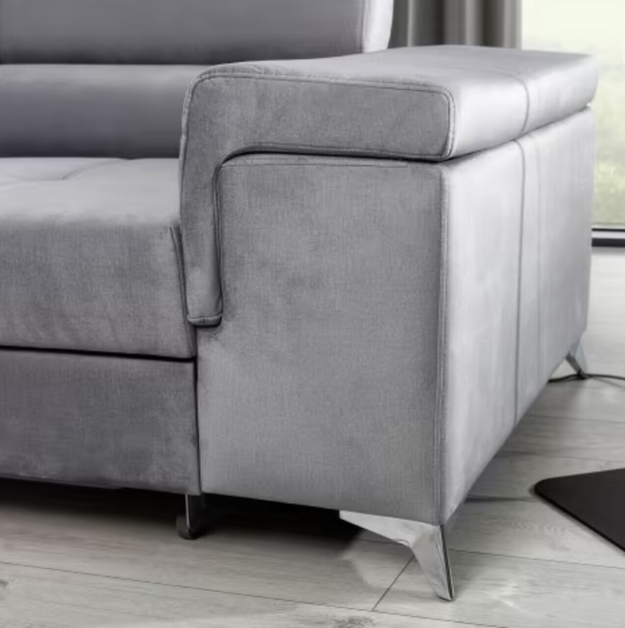 Coltar extensibil stanga 4 locuri ELTAP, Ric-43, Ricardo, 281x205x88 cm, lemn/poliester, gri deschis - view 8
