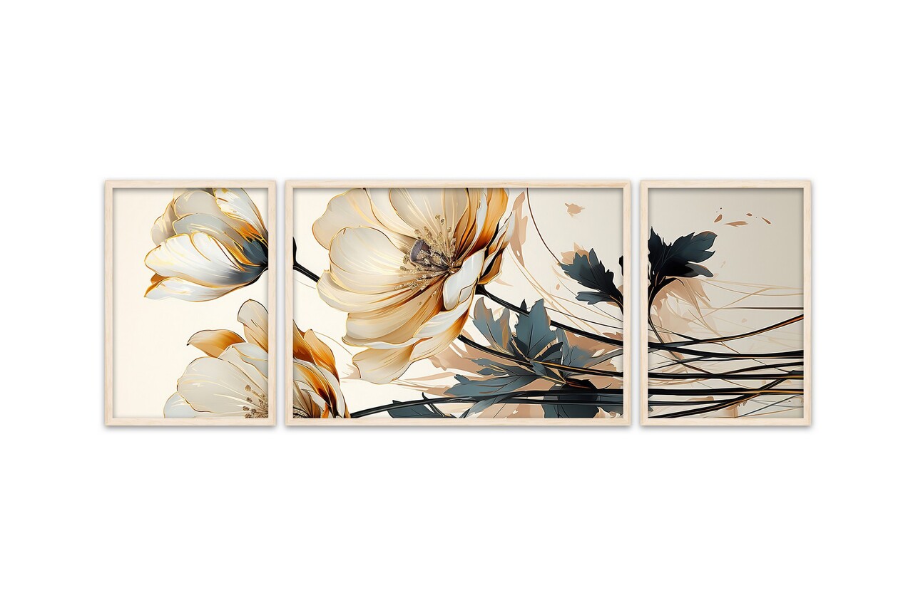 Set 3 tablouri decorative, Huhu303, Cadru: 100% LEMN MASIV (Grosime: 2 cm), Multicolor - view 3
