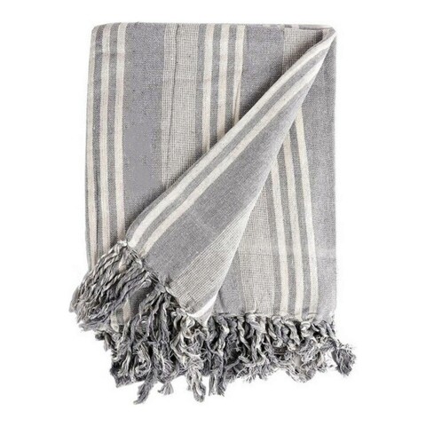Patura Stripes, Gift Decor, 205 x 235 cm, amestec bumbac, alb/gri deschis Gift Decor