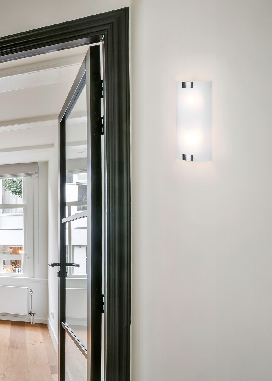 Aplica de perete Pura, TRIO, 20x40 cm, 25W, 2x E27, metal, nichel mat/alb