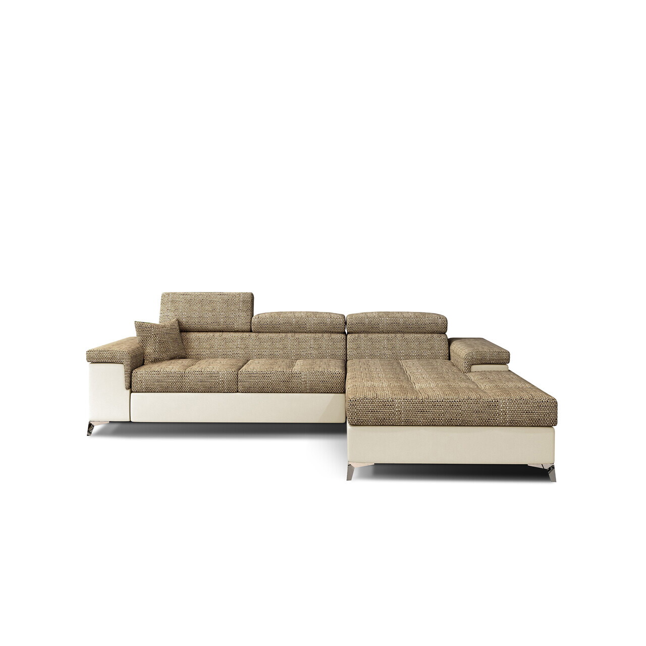 Coltar extensibil dreapta 4 locuri ELTAP, Ric-22, Ricardo, 281x205x88 cm, lemn/poliester, bej inchis/bej deschis - view 2