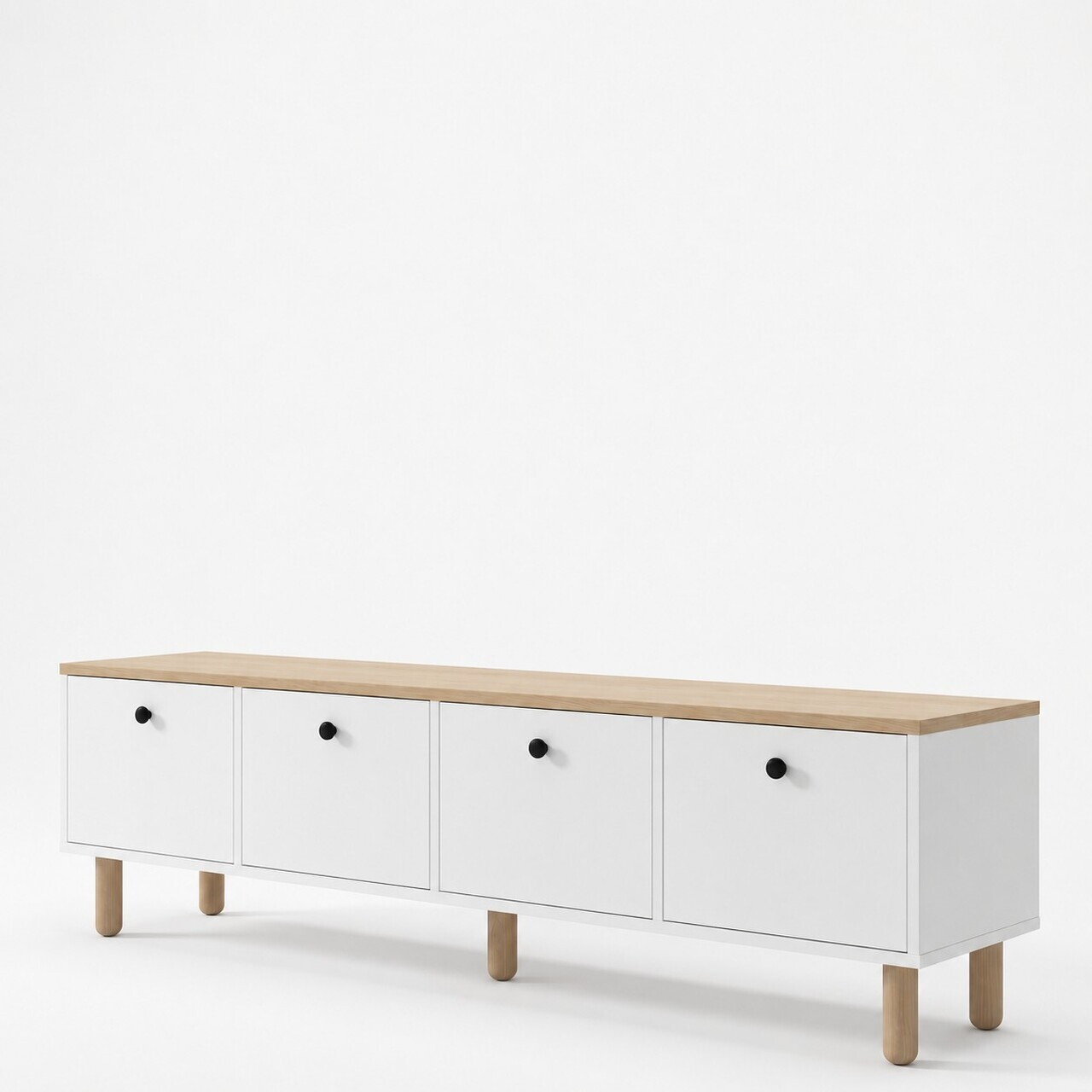 Comoda TV, Hanah Home, Pura, 180x50x40 cm, Stejar Safir / Alb — imaginea 3