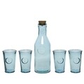 Set 4 pahare si sticla Beverage, Decoris, transparent, sticla