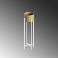 Ghiveci, GED-025-C, 23x78x23 cm, Metal, Alb/Auriu