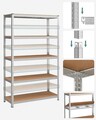 Raft modular pentru depozitare Songmics, 120 x 60 x 200 cm, MDF/otel, argintiu/maro deschis