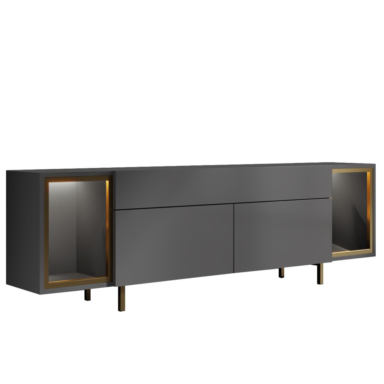 Comoda TV, Hanah Home, Zenith, 180x55x32 cm, Antracit / Aur - view 6