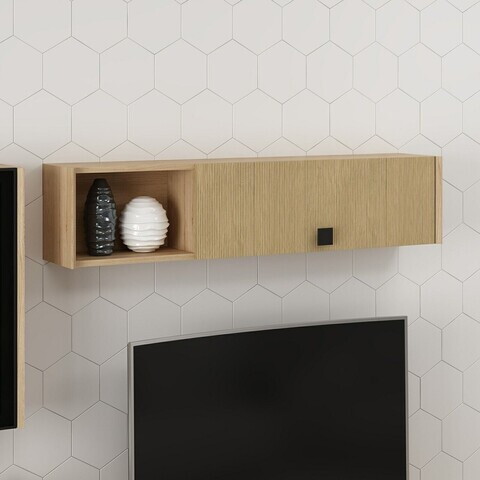 Comoda TV, Hanah Home, Maren, 134x30x25 cm, Coș adânc