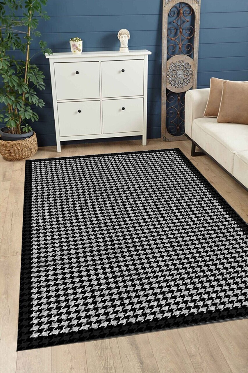 Covor, CLR-0000383-002, 80x140 cm, Poliester, Negru — imaginea 2