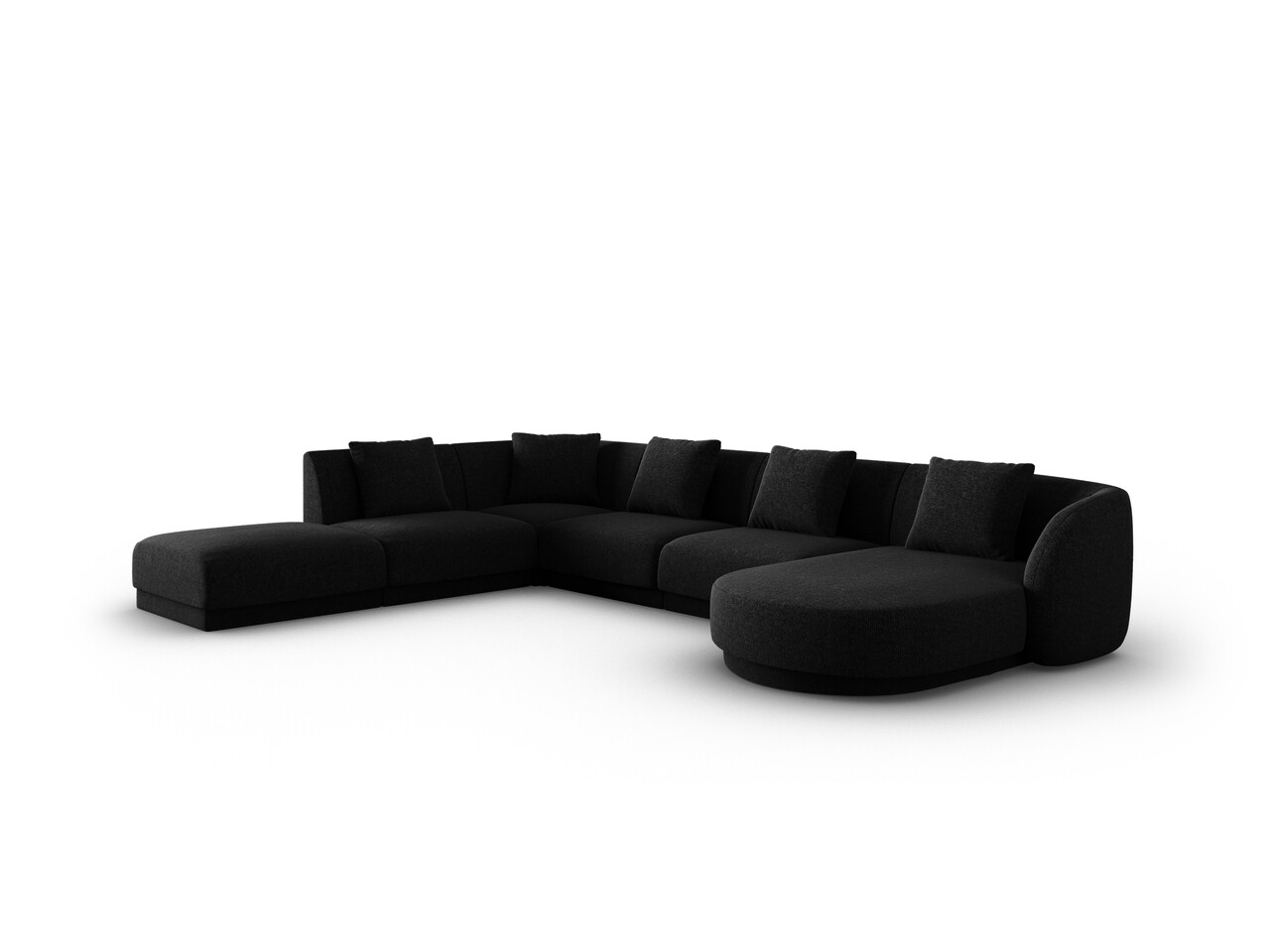 Coltar panoramic stanga 6 locuri, Tulum, Cosmopolitan Design, 330x255x70 cm, tesatura chenille, negru - 1 | YEO