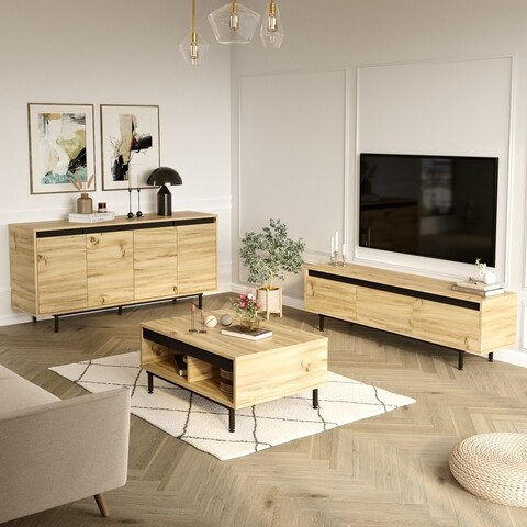 Mobilier living, locelso, lv34, pal melaminat, stejar/negru