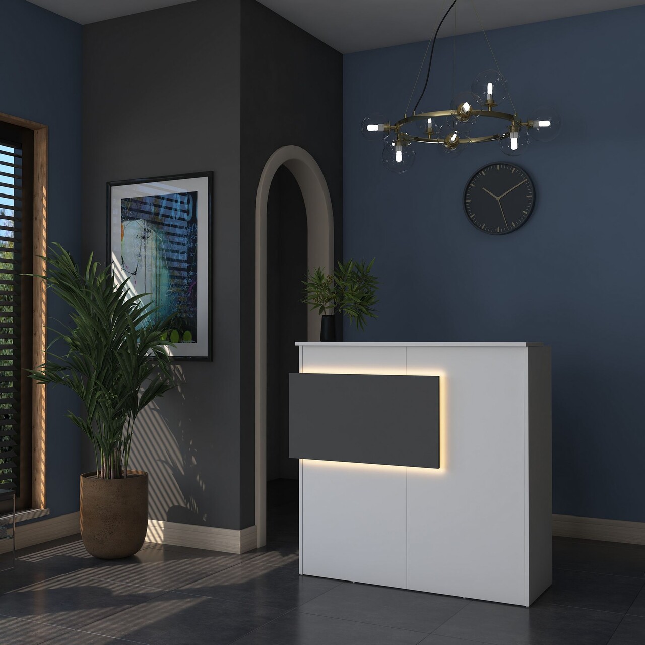Masa de receptie, Hanah Home, MA102, 110x110x40 cm, Alb / Antracit - view 4