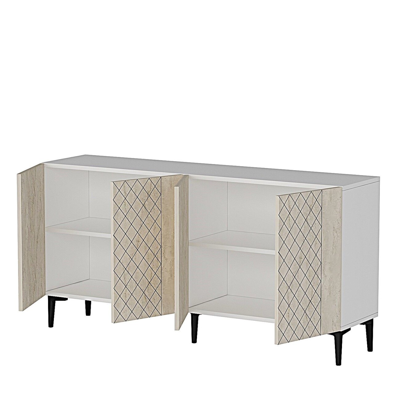 Consola, Hanah Home, Resso 150, 150x75x32 cm, Alb / Travertin - view 6